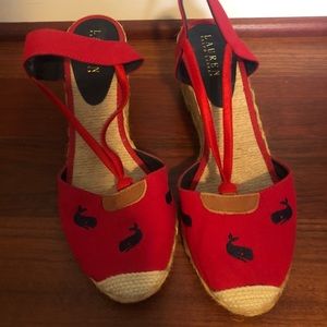 Ralph Lauren red and blue wedges